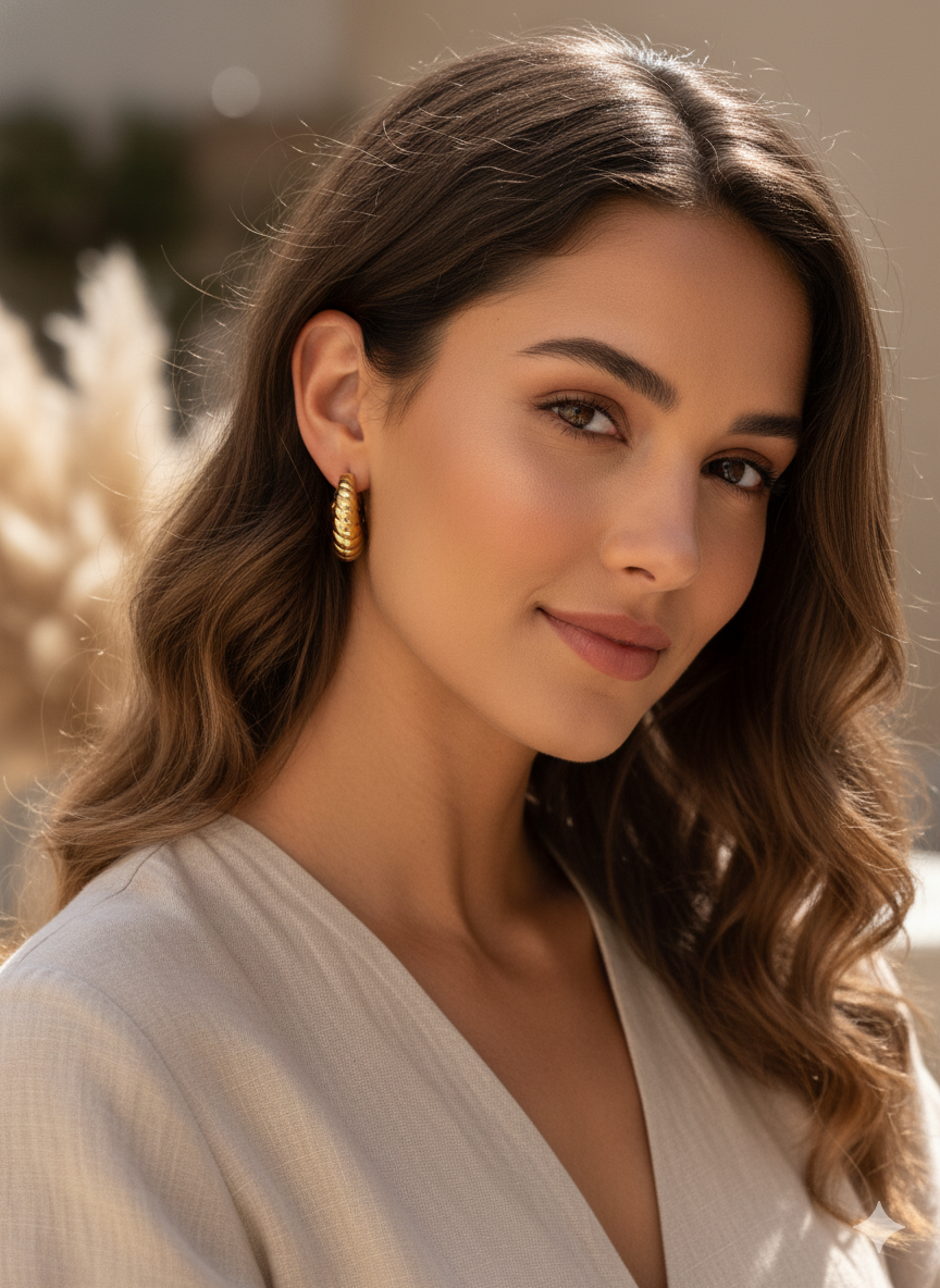 Golden Twirl Hoops