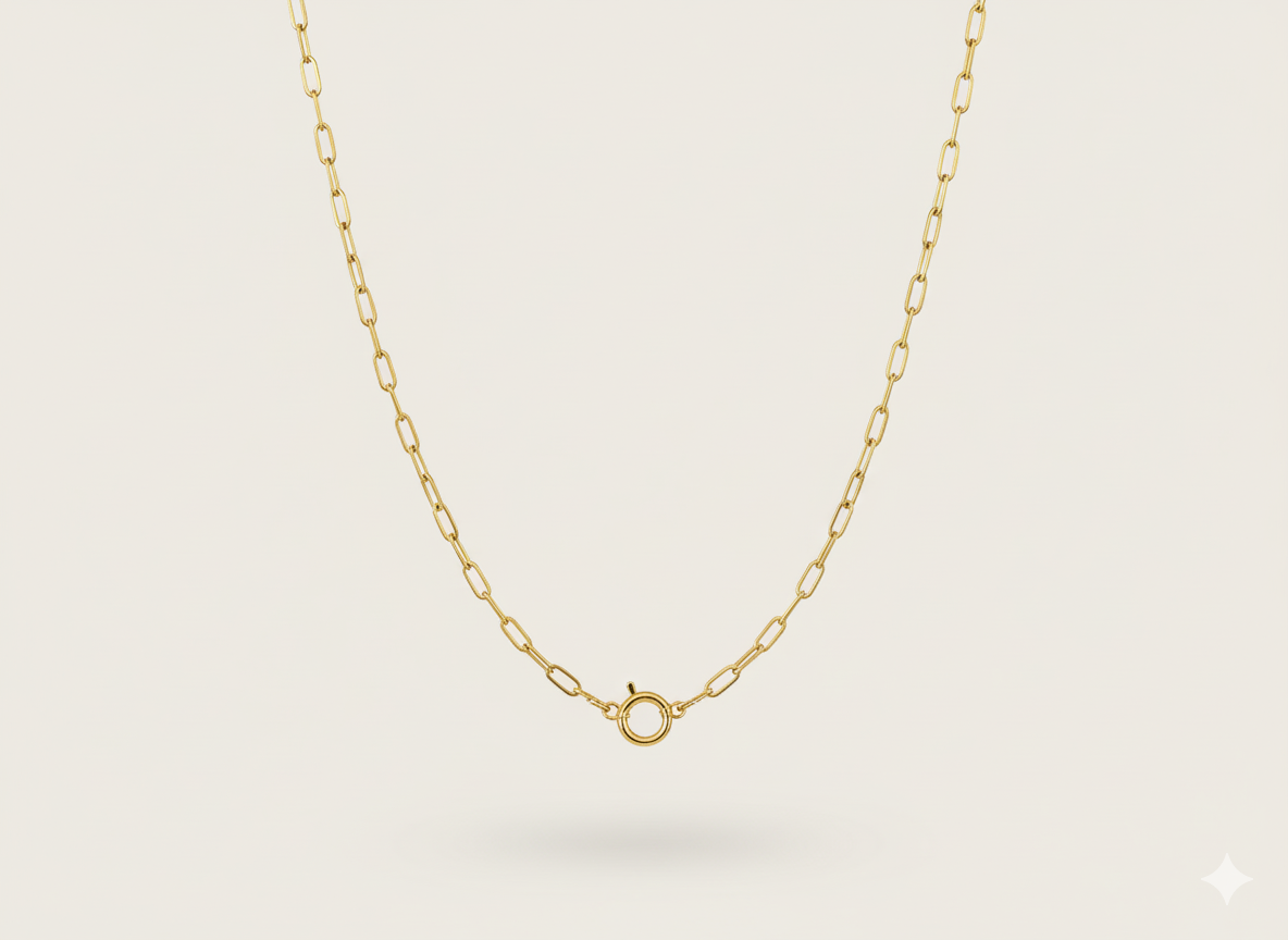 Mini Paper Clip Chain with Spring Ring Front Clasp