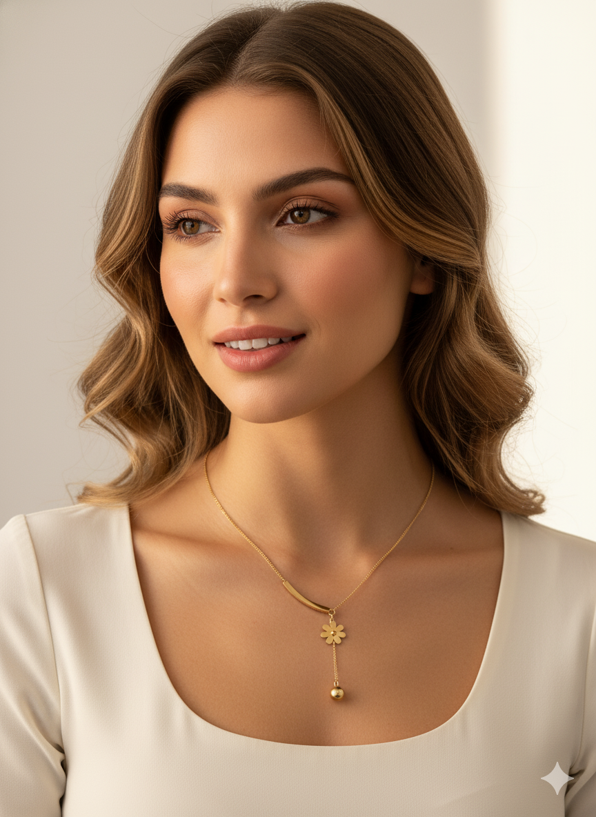 Bar and Flower Necklace