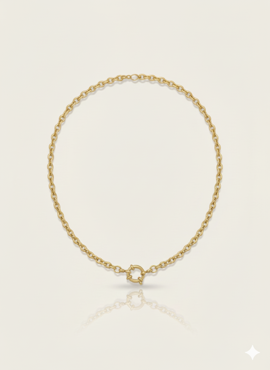 Bold Rolo Chain Necklace with Marine Front Clasp