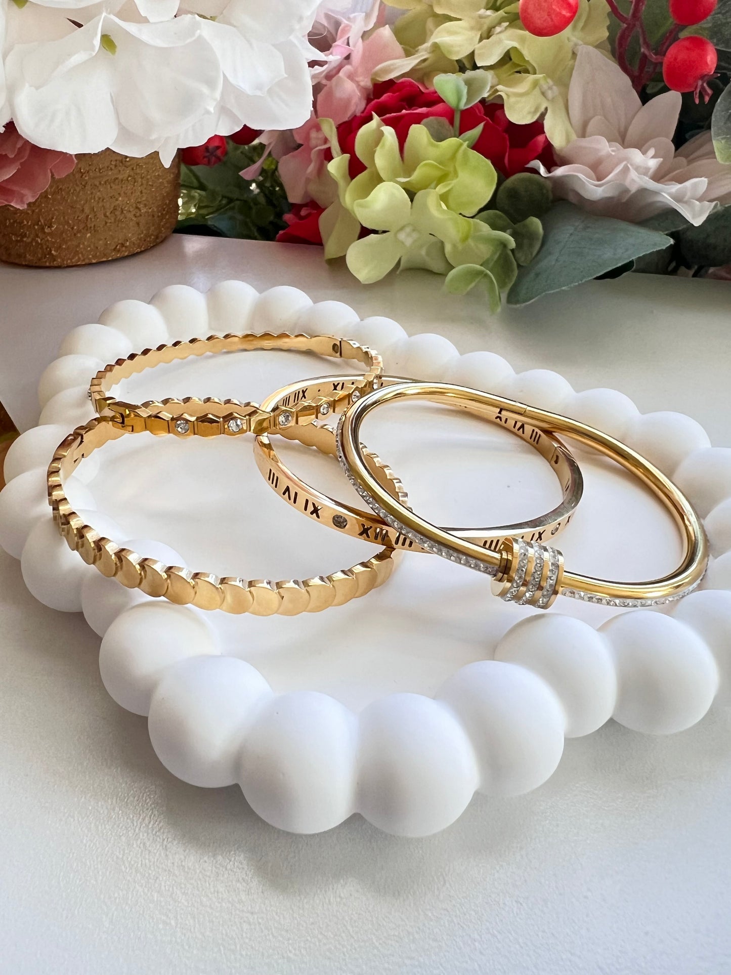 Roman Numerals with Rhinestones Bangle