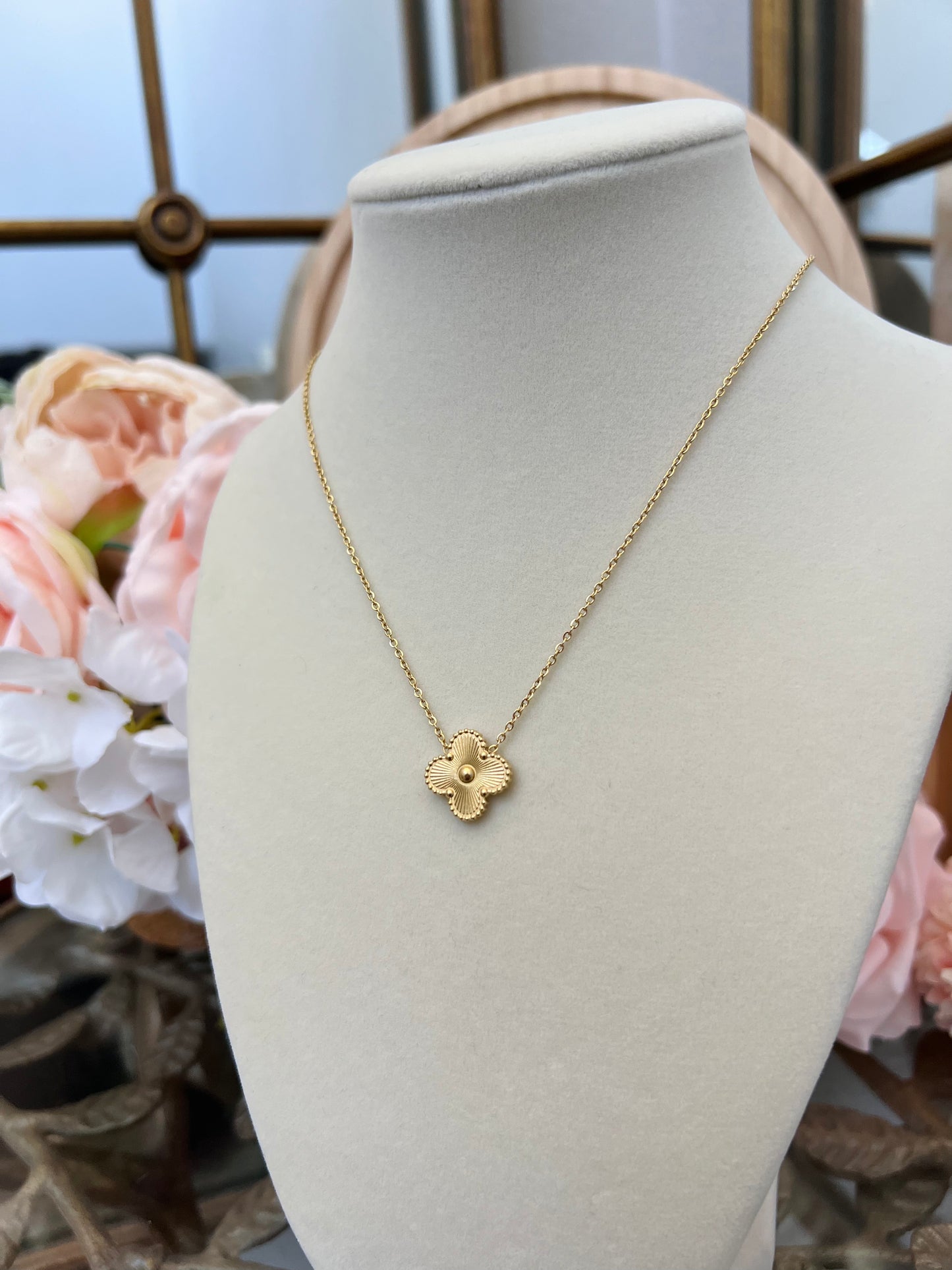 Golden Clover Charm Necklace