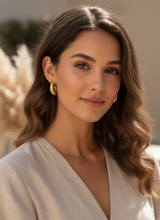 Golden Twirl Hoops