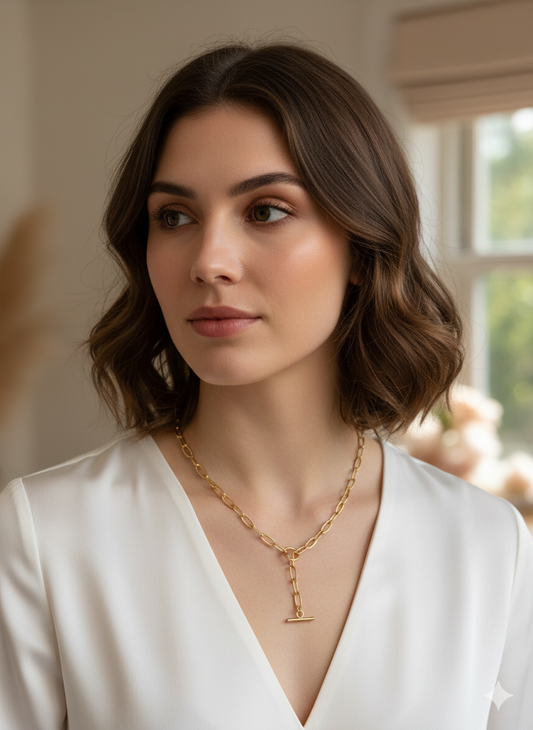 Bold Paperclip Chain with Toggle Lock Closure Necklace