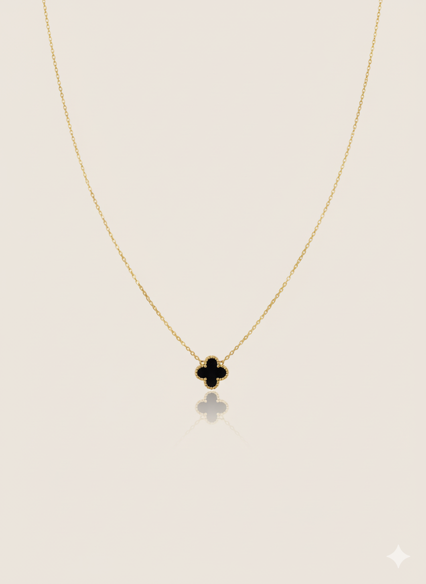 Double Sided Black Clover Necklace