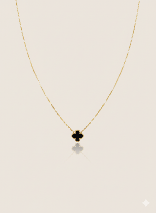 Double Sided Black Clover Necklace