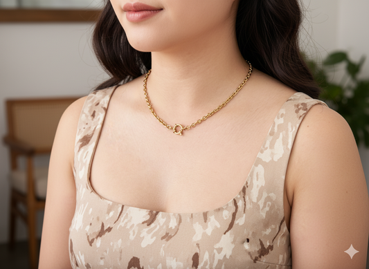 Bold Rolo Chain Necklace with Marine Front Clasp