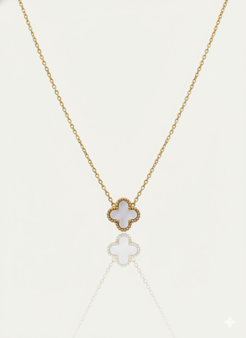 Double Sided White Clover Necklace