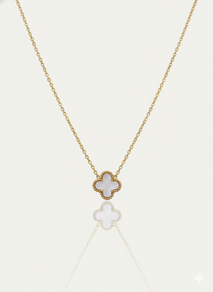 Double Sided White Clover Necklace