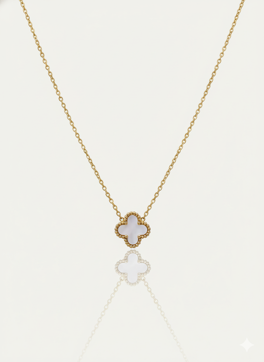 Double Sided White Clover Necklace