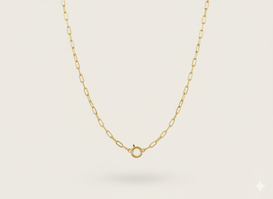 Mini Paper Clip Chain with Spring Ring Front Clasp