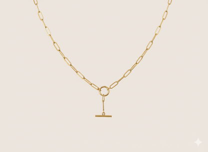 Slim Paperclip Chain with Toggle Lock Closure Necklace
