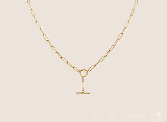 Slim Paperclip Chain with Toggle Lock Closure Necklace