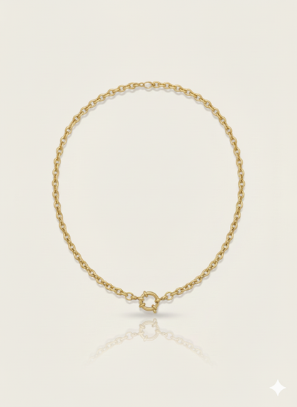 Bold Rolo Chain Necklace with Marine Front Clasp