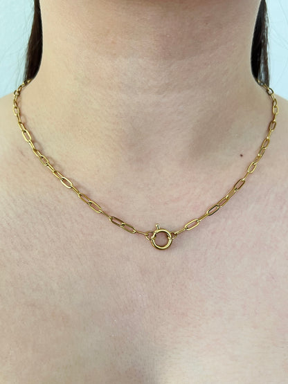 Mini Paper Clip Chain with Spring Ring Front Clasp