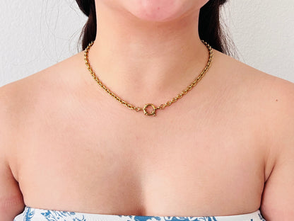 Bold Rolo Chain Necklace with Marine Front Clasp