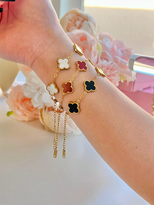 Black Four Leaf Lucky Clover Bracelet