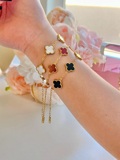 Red Four Leaf Lucky Clover Bracelet