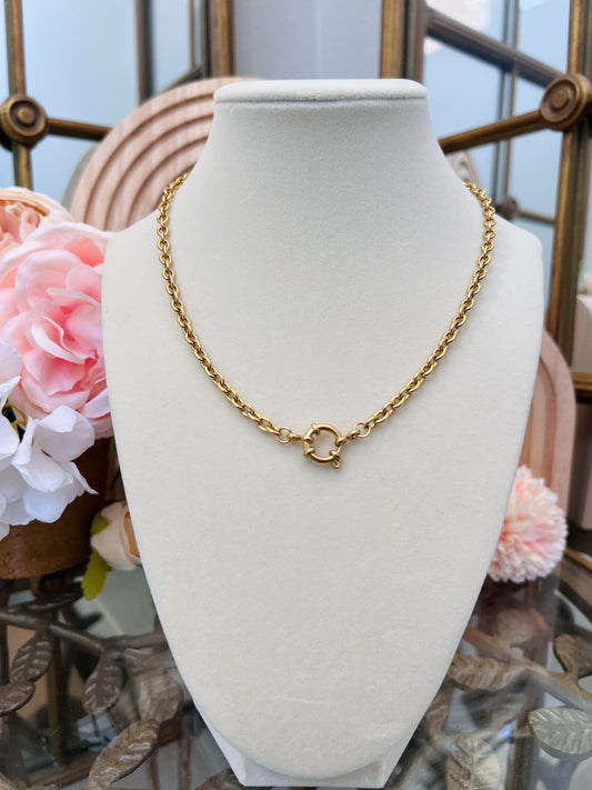 Bold Rolo Chain Necklace with Marine Front Clasp