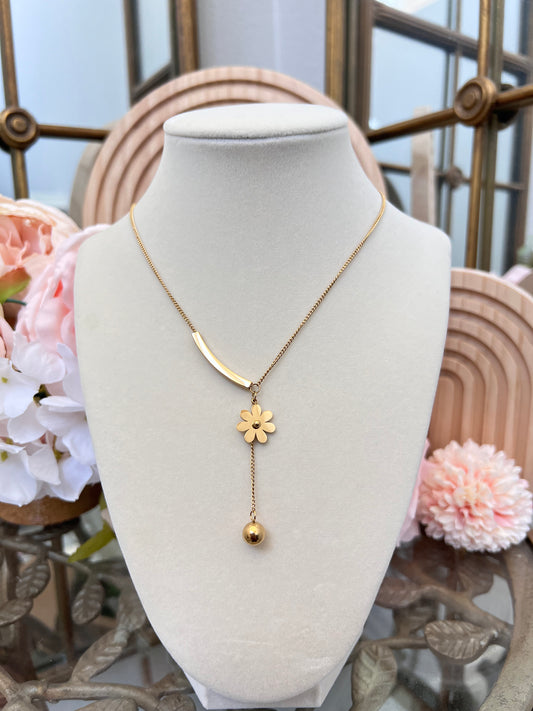 Bar and Flower Necklace