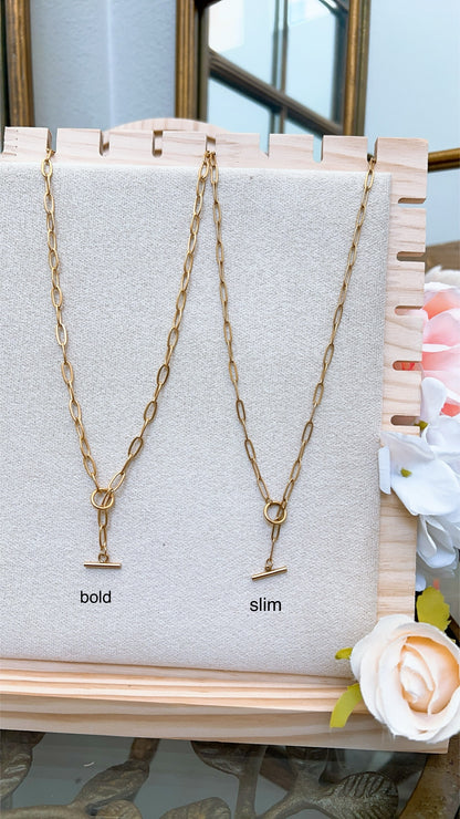 Bold Paperclip Chain with Toggle Lock Closure Necklace