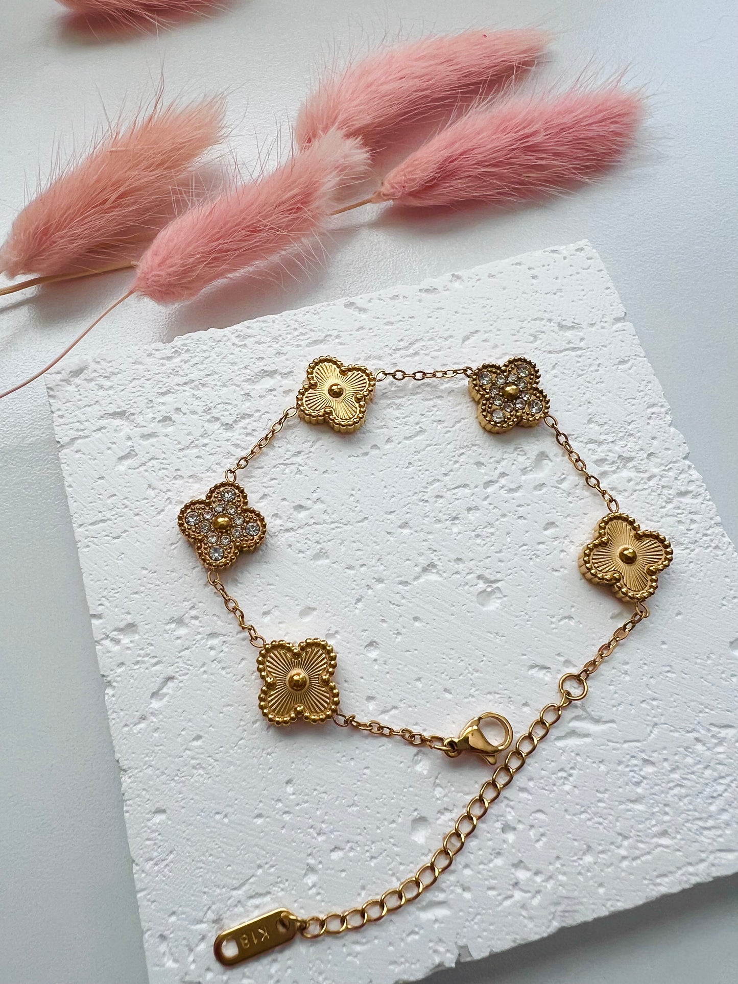 Gold Clovers with Stones