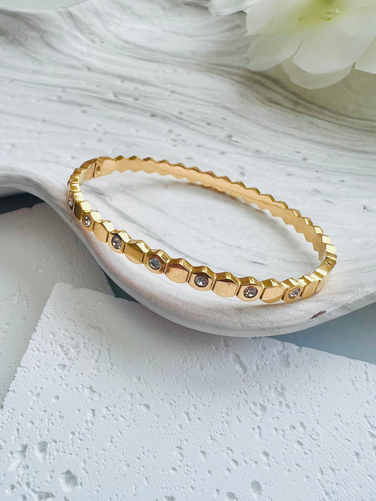 Honeycomb Bangle with Gems