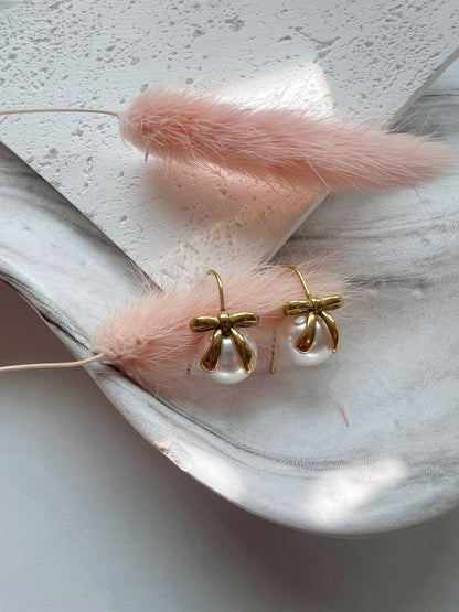Bow and Pearl Earrings