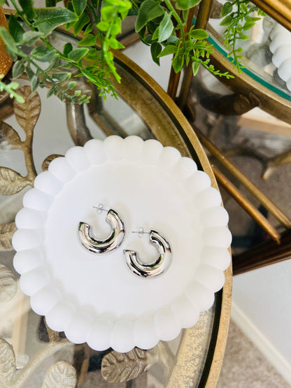Macaroni Earrings - Silver
